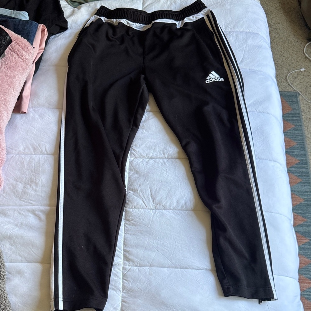 Adidas Women's Black Joggers with White Stripes